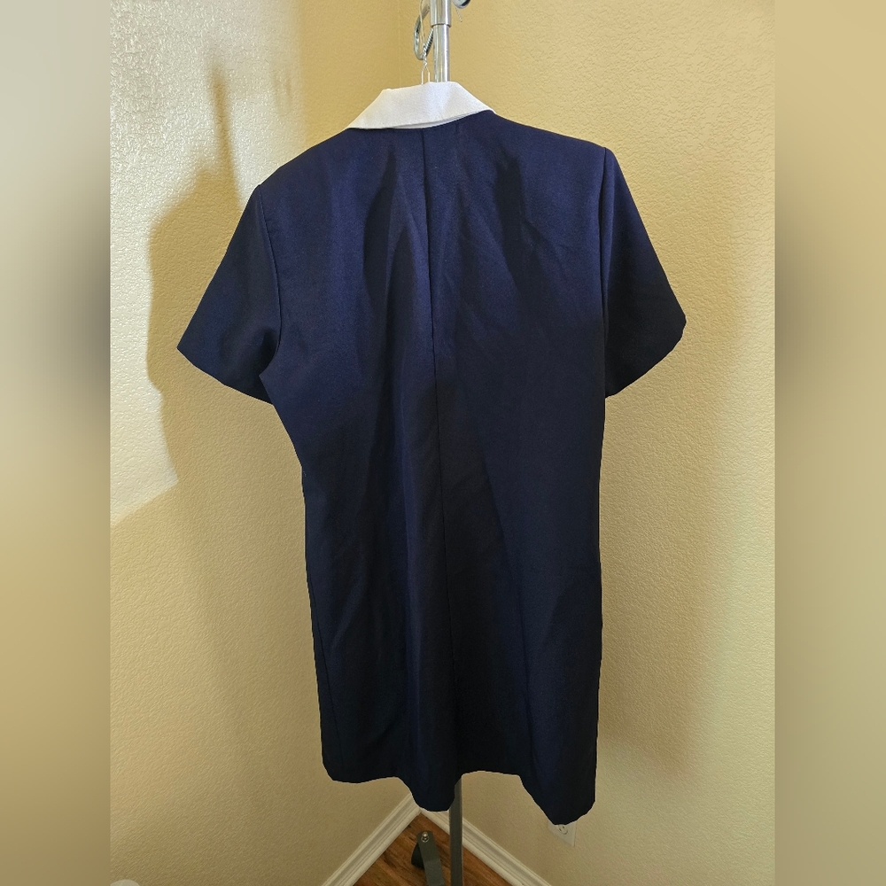 Blair Boutique Button Front Short Sleeve Dress with Padded Shoulders Size 14P - Picture 2 of 3